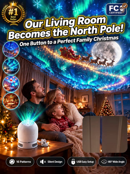 【 Home Holiday Atmosphere Projector】Instant Magic: One-click to North Pole, No more boring rooms!