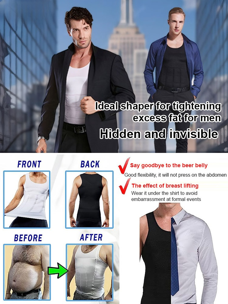 3-Second Beer Belly Vanish! Men's Shapewear - Invisible & Seamless, Moisture-Wicking & No Rolling📸