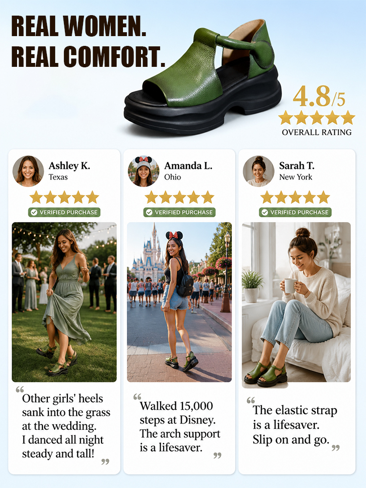 【Thick-soled wedge sandals with open toes, Korean style】Orthopedic Alignment: 12° tilt to 0° posture, No more foot pain!
