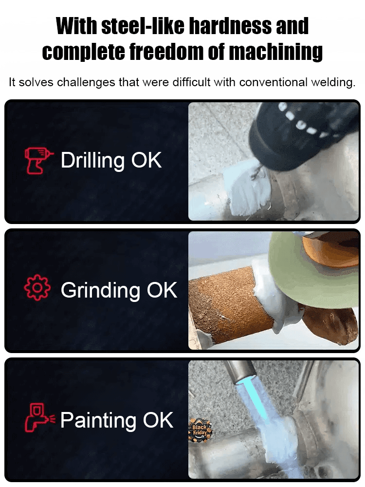 Steel-Grade Strength Welding Adhesive, High & Low Temperature Resistant -40℃ to 200℃, Multi-Material Universal Repair🔩