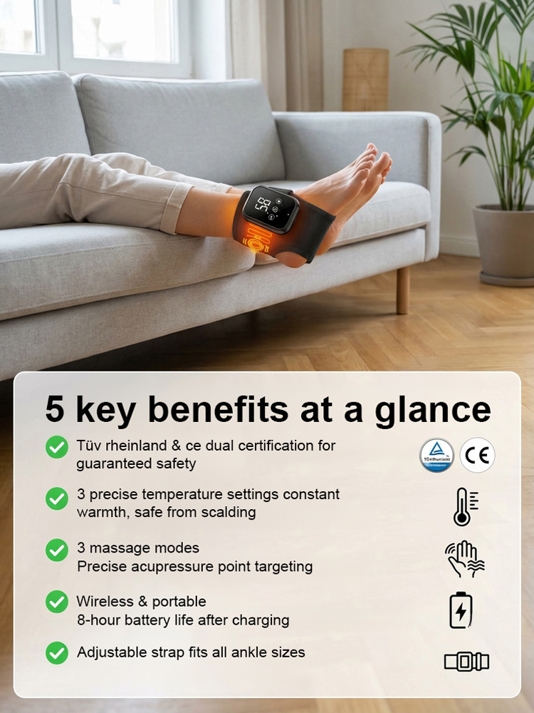 3-in-1 Therapy Ankle Massager 🦶, 360° Contoured Fit for Ankles, Deeply Relieves Muscle Tension 💆‍♂️!