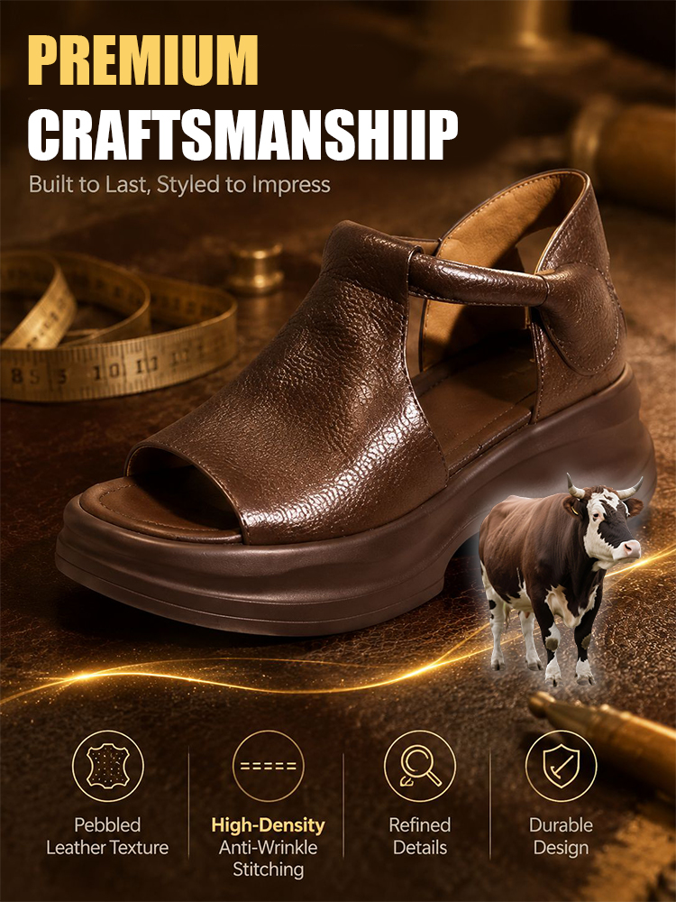 【Thick-soled wedge sandals with open toes, Korean style】Orthopedic Alignment: 12° tilt to 0° posture, No more foot pain!