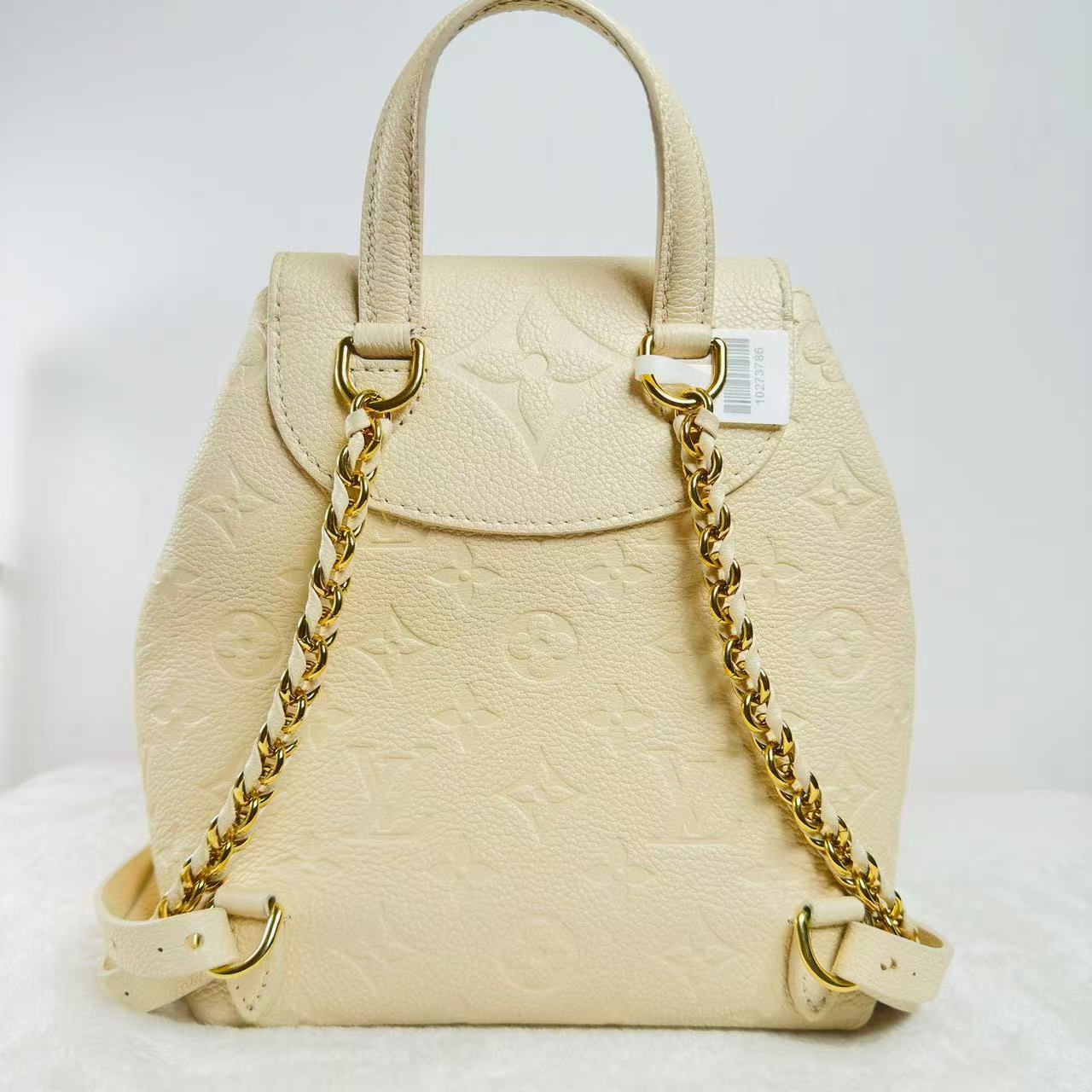 【#561】Pre-owned Louis Vuitton Montsouris Cream Empreinte Leather Calfskin Backpack BJ11021L050165 