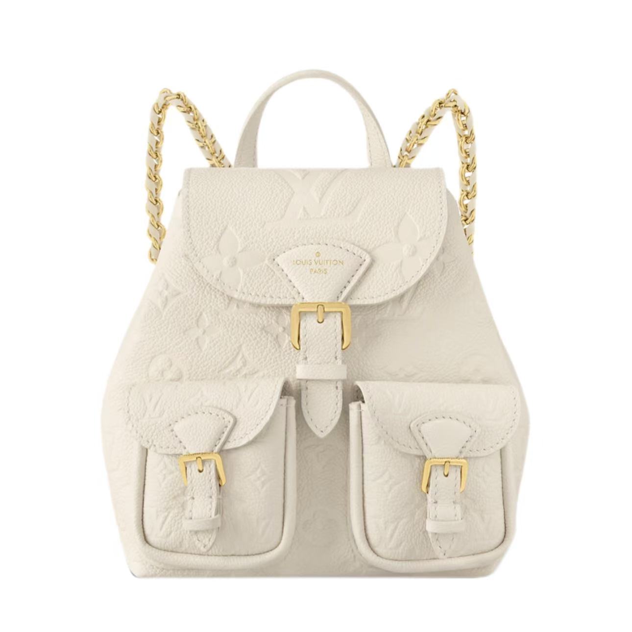 【#561】Pre-owned Louis Vuitton Montsouris Cream Empreinte Leather Calfskin Backpack BJ11021L050165 