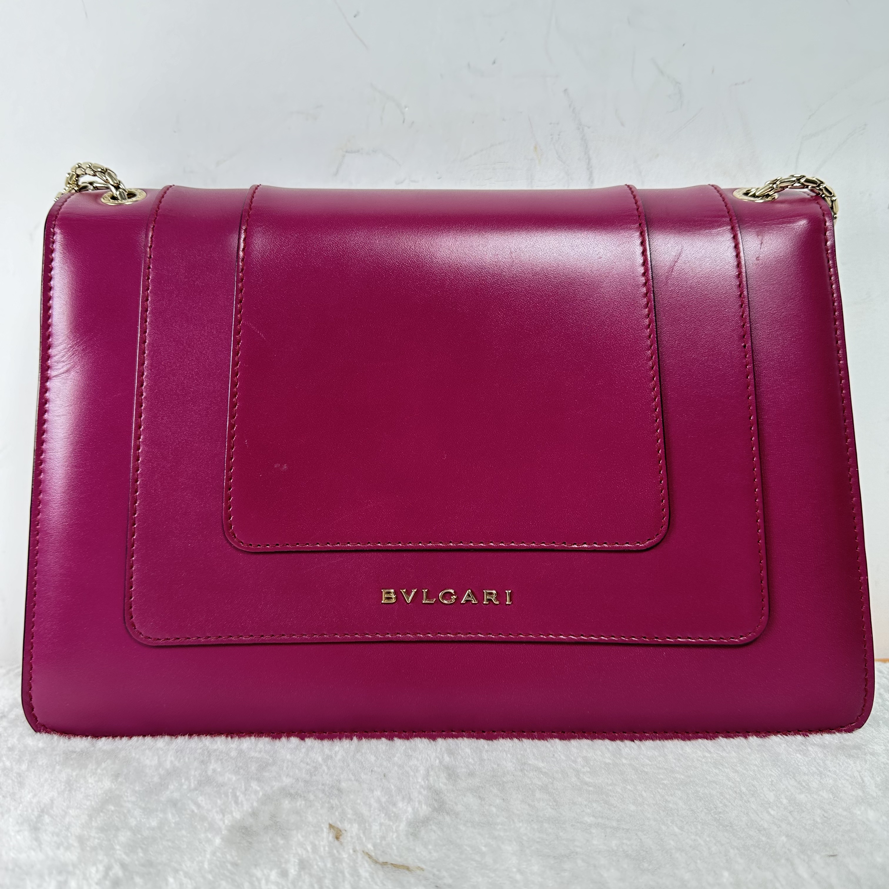 【#469】Pre-owned Bvlgari Serpenti Forever Burgundy Accordion Shoulder Bag Crossbody Bag Calfskin Shoulder Bag BJ110g904050&270 