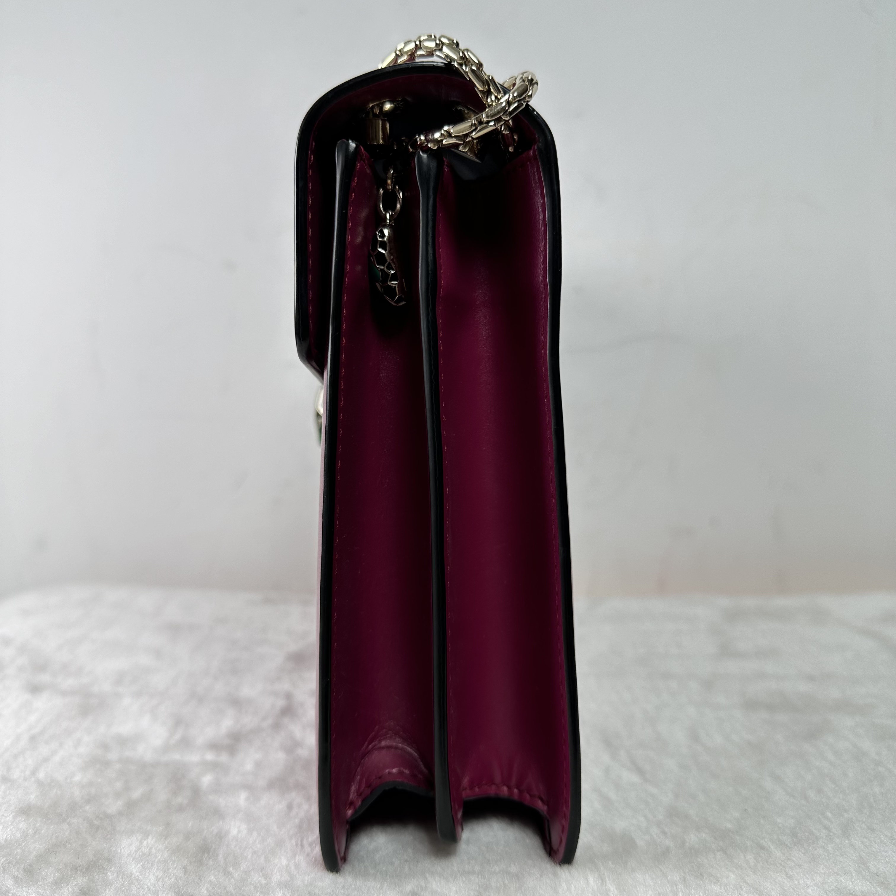 【#469】Pre-owned Bvlgari Serpenti Forever Burgundy Accordion Shoulder Bag Crossbody Bag Calfskin Shoulder Bag BJ110g904050&270 