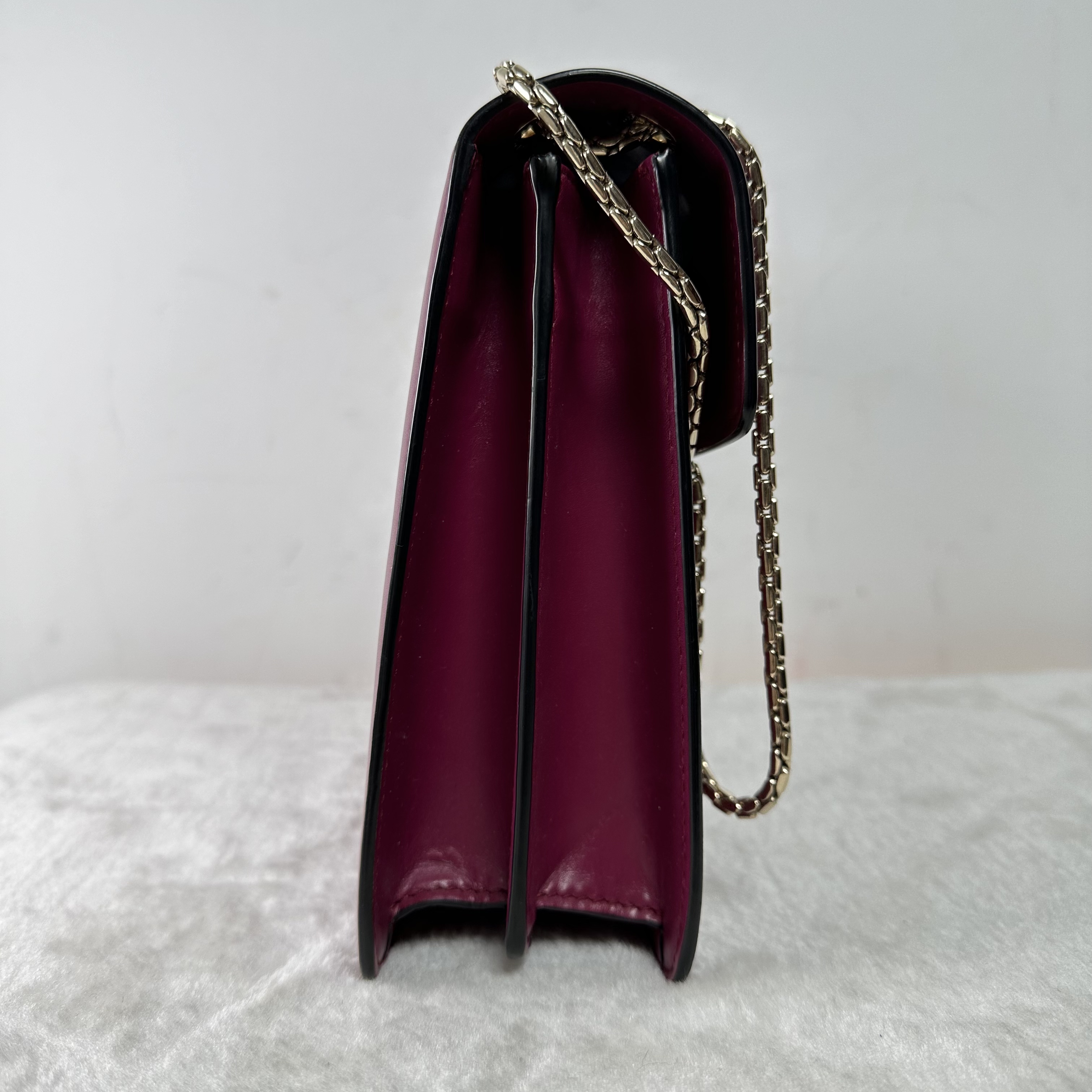 【#469】Pre-owned Bvlgari Serpenti Forever Burgundy Accordion Shoulder Bag Crossbody Bag Calfskin Shoulder Bag BJ110g904050&270 