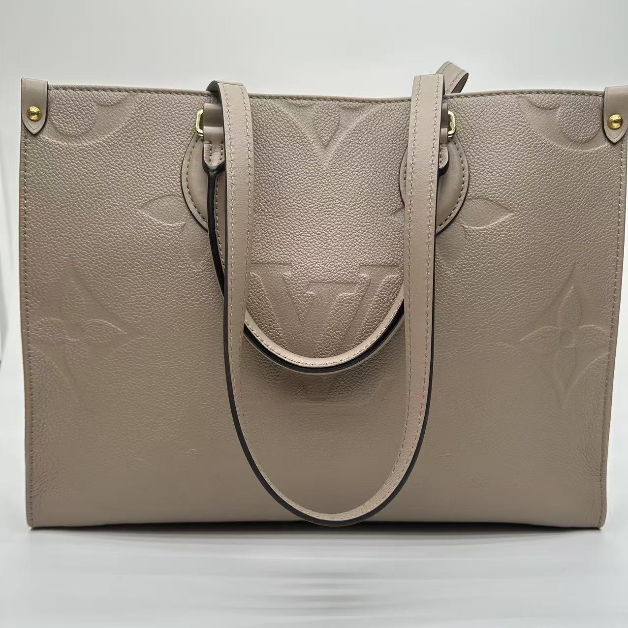 【#544】Pre-owned Louis Vuitton Onthego Elephant Grey Gained Calfskin Tote Bag BJ110MC05013 