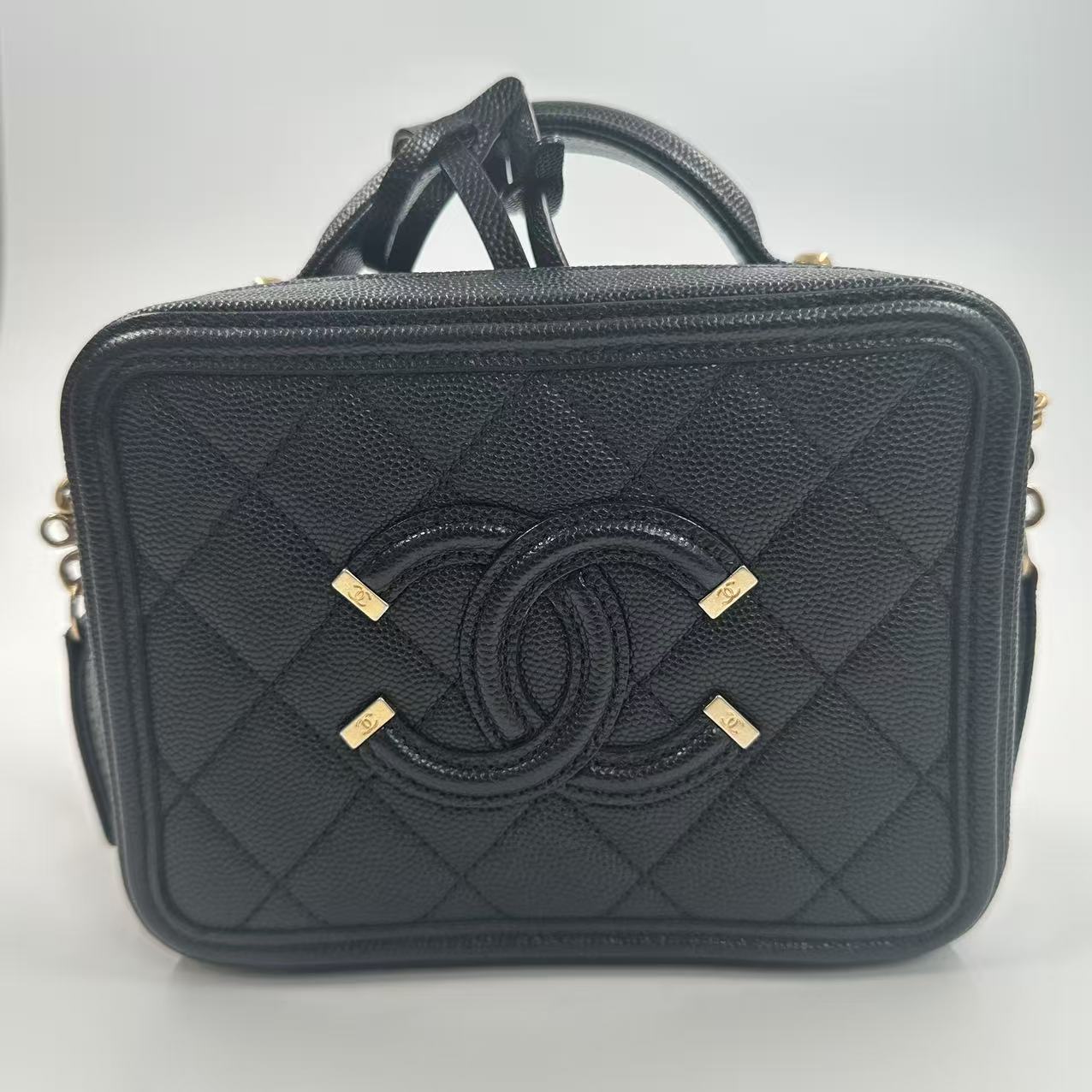 【#559】Pre-owned Louis Vuitton Vanity Case Black Camera Bag Caviar Leather Crossbody Bags(With Black Card) BJ1101905015