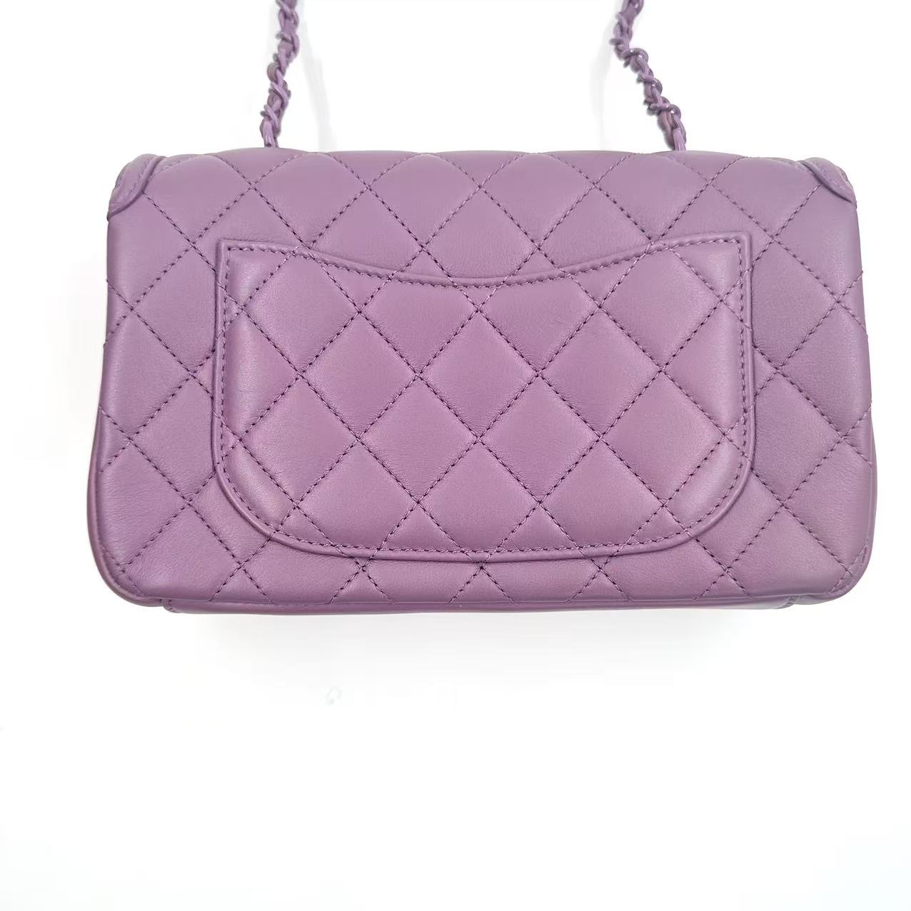 【#564】Pre-owned CHANEL Classic Flap Purple Calfskin Crossbody Bag BJ11020050180 