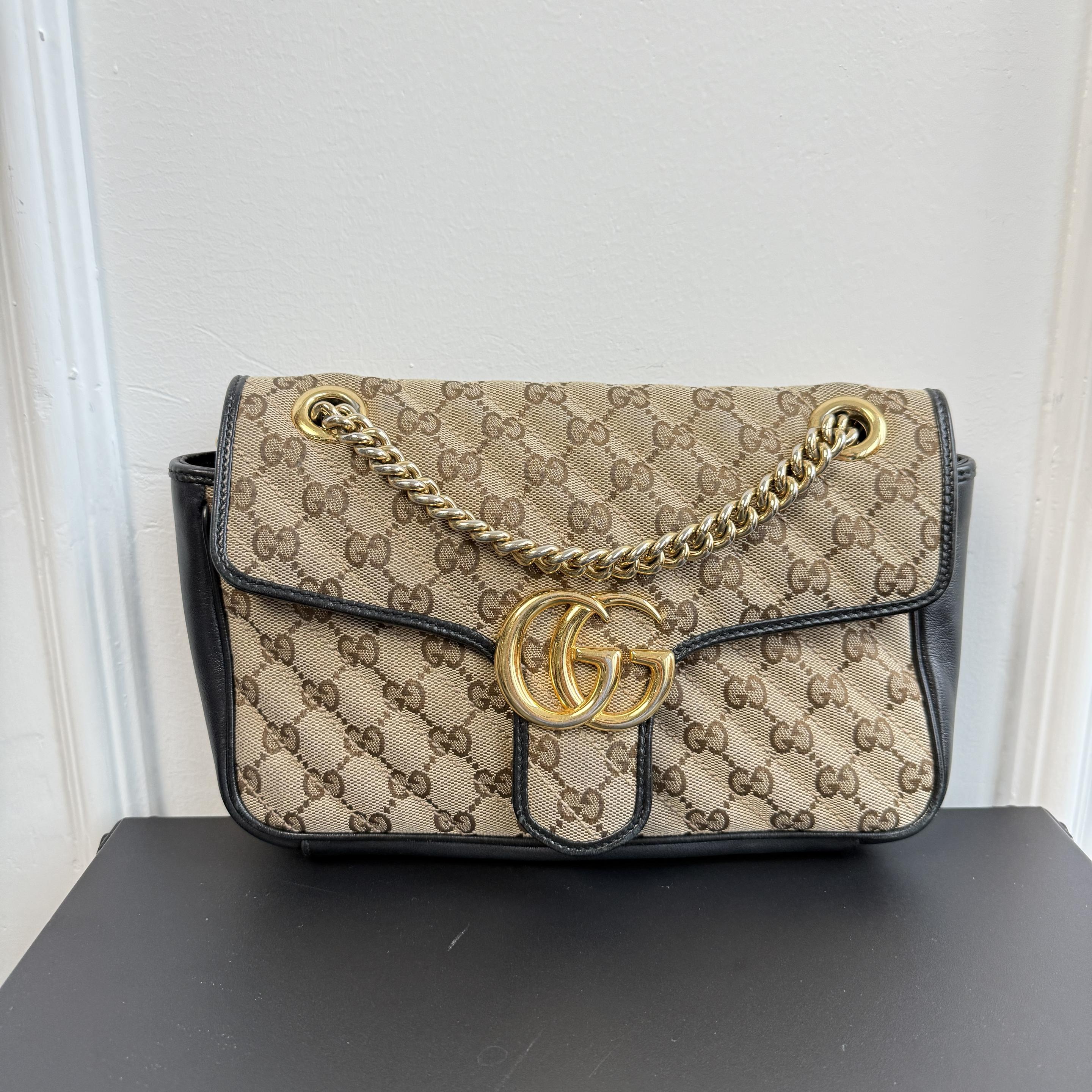 【#465】Pre-owned GUCCI Marmont 26 GG Supreme Canvas BJ1102004038 Shoulder Bag Crossbody Bag 