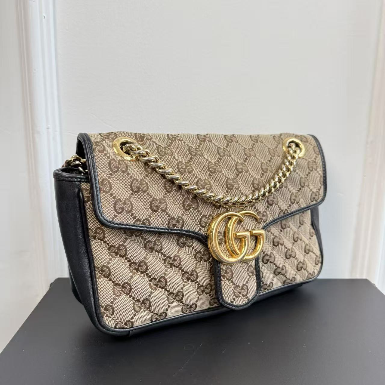 【#465】Pre-owned GUCCI Marmont 26 GG Supreme Canvas BJ1102004038 Shoulder Bag Crossbody Bag 