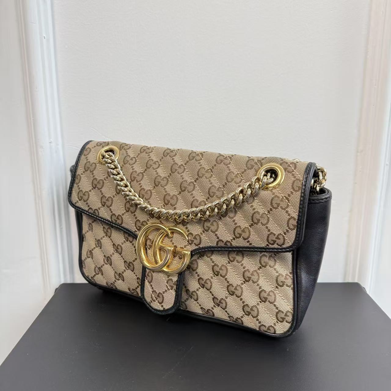 【#465】Pre-owned GUCCI Marmont 26 GG Supreme Canvas BJ1102004038 Shoulder Bag Crossbody Bag 