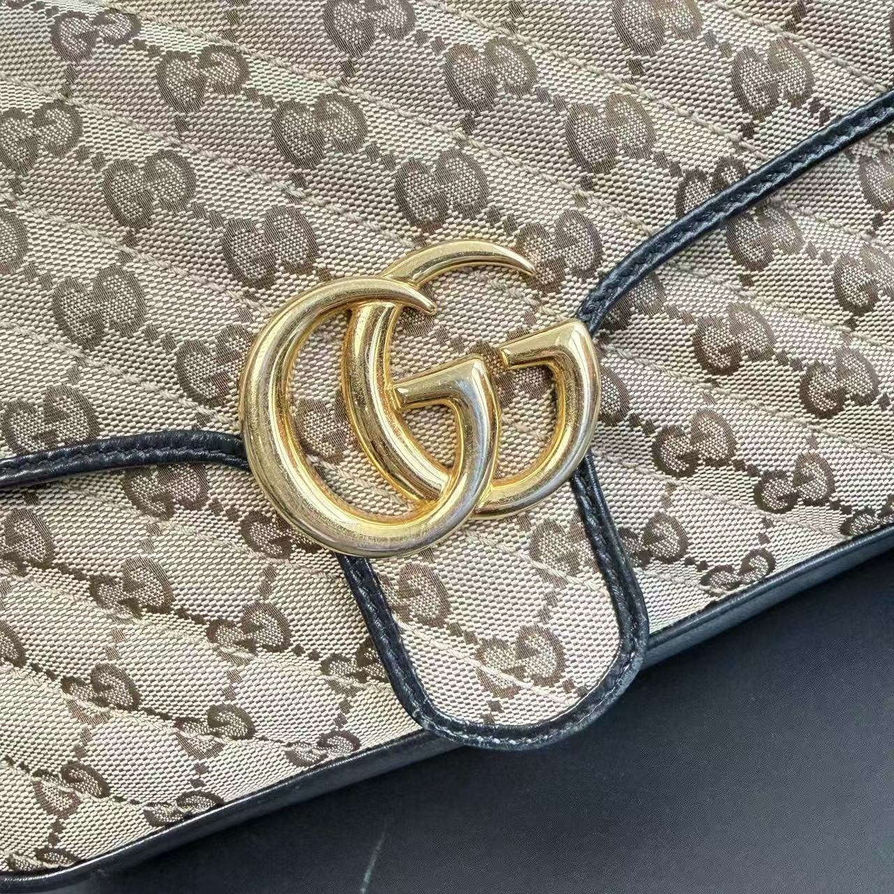 【#465】Pre-owned GUCCI Marmont 26 GG Supreme Canvas BJ1102004038 Shoulder Bag Crossbody Bag 
