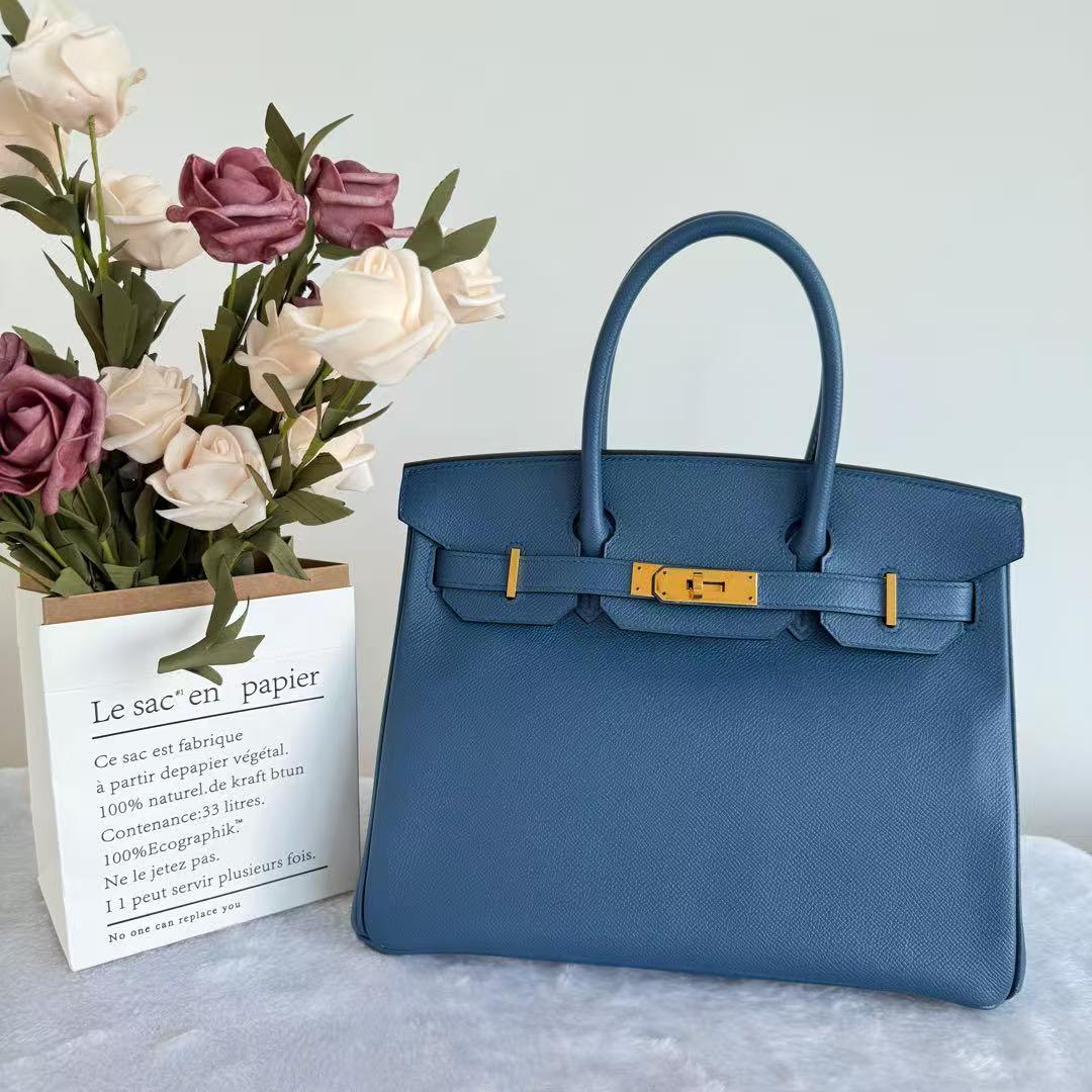 [#421] Pre-owner Hermes birkin 30 X Blue Epsom 