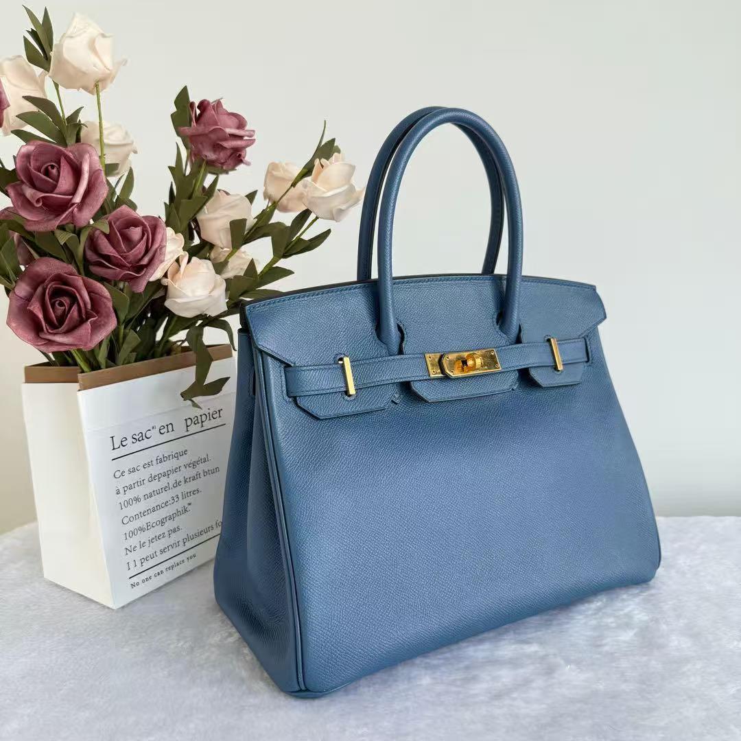 [#421] Pre-owner Hermes birkin 30 X Blue Epsom 