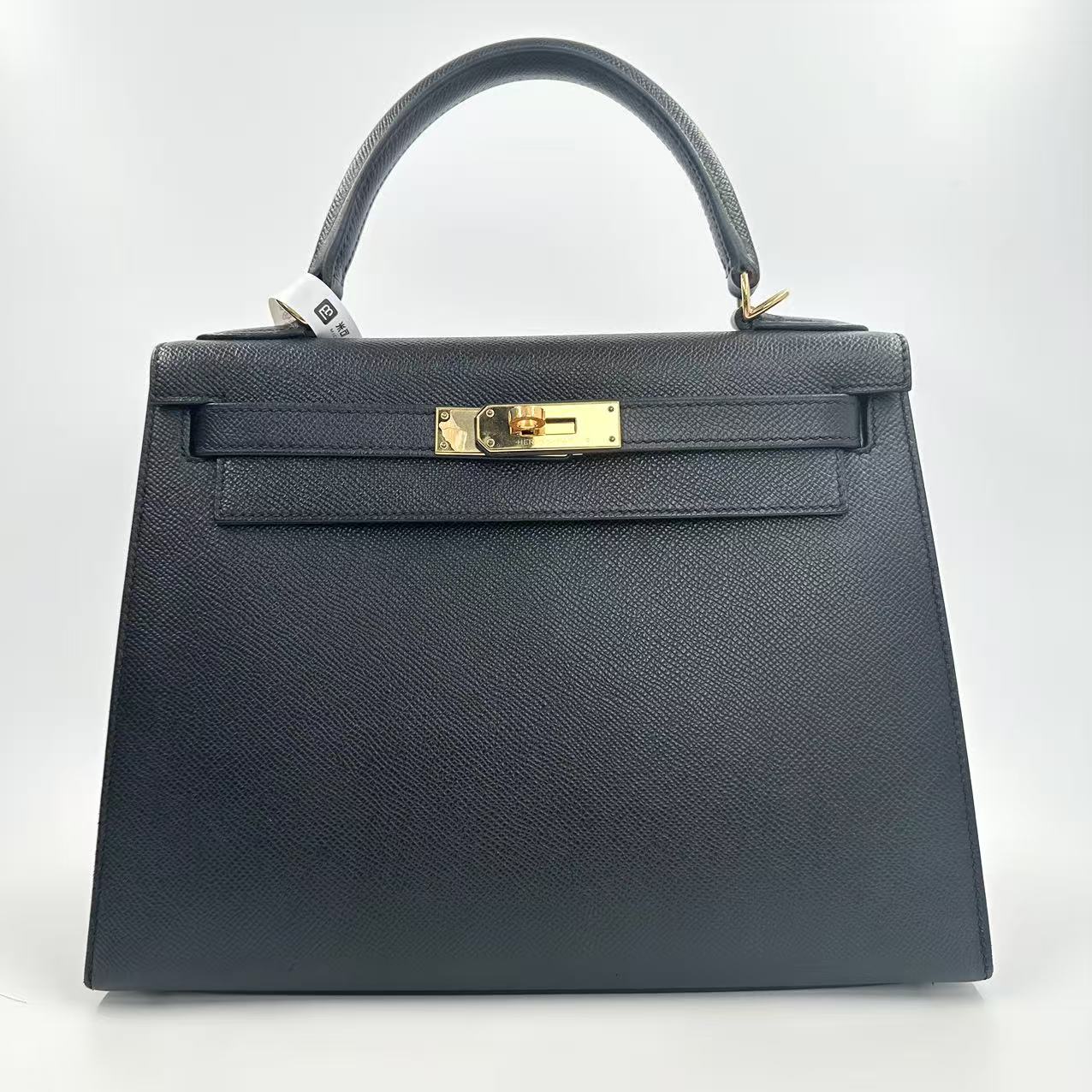 [#422] Pre-owned Hermes Kelly 28 C Stamp(2018) Black Epsom Gold Hardware BJ1101805088