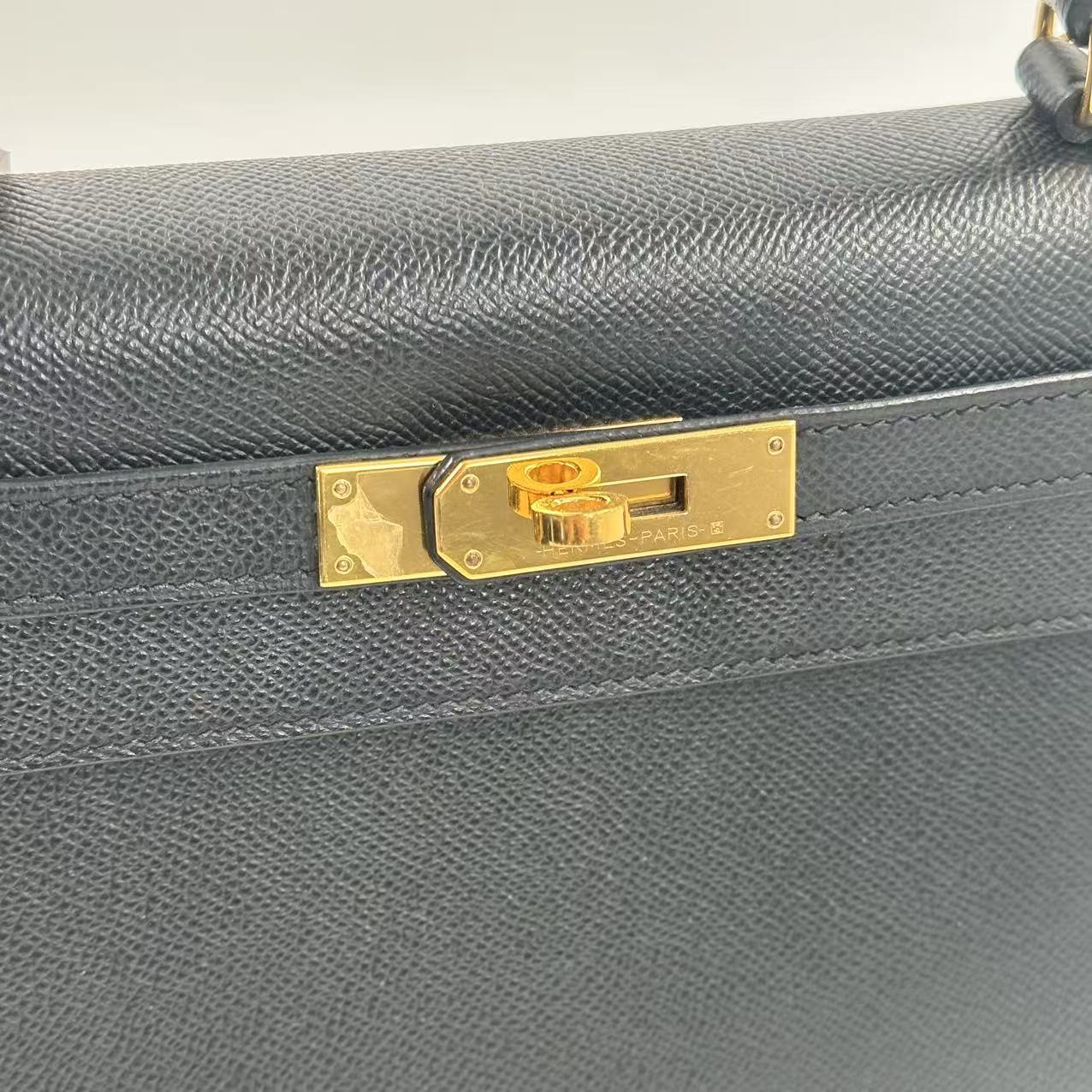 [#422] Pre-owned Hermes Kelly 28 C Stamp(2018) Black Epsom Gold Hardware BJ1101805088
