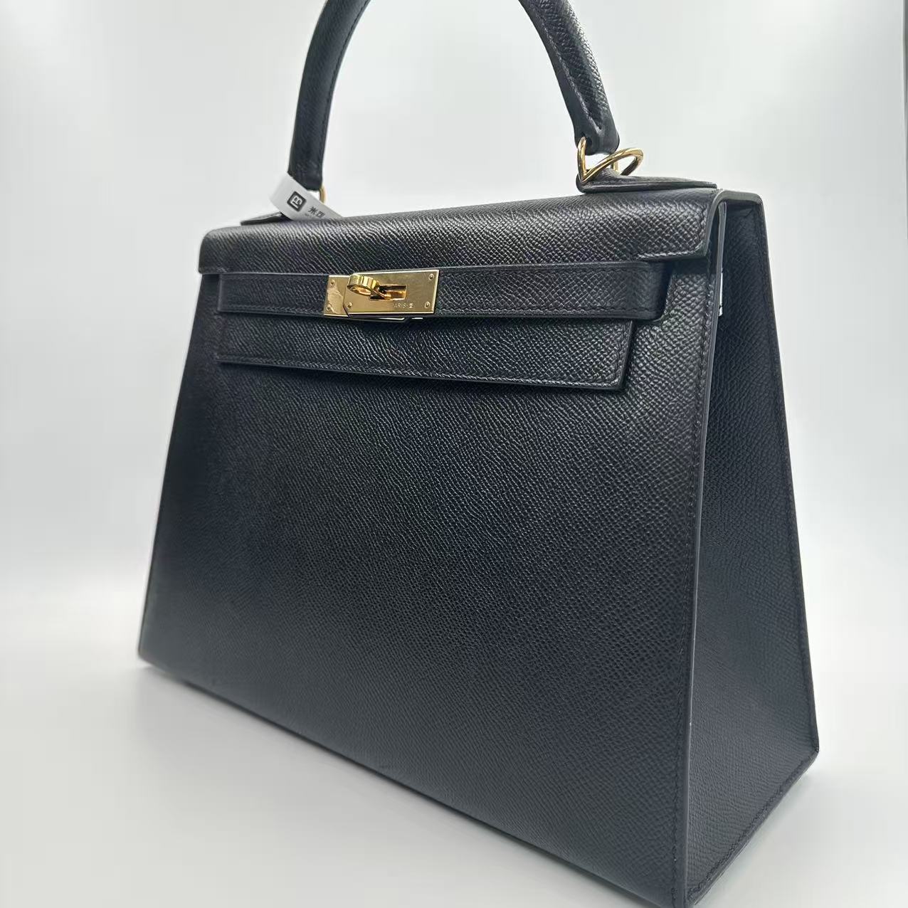 [#422] Pre-owned Hermes Kelly 28 C Stamp(2018) Black Epsom Gold Hardware BJ1101805088
