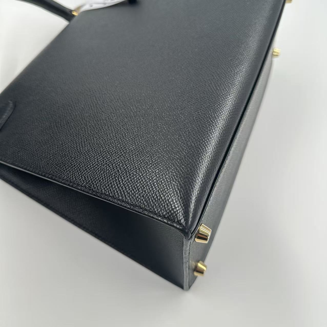 [#422] Pre-owned Hermes Kelly 28 C Stamp(2018) Black Epsom Gold Hardware BJ1101805088