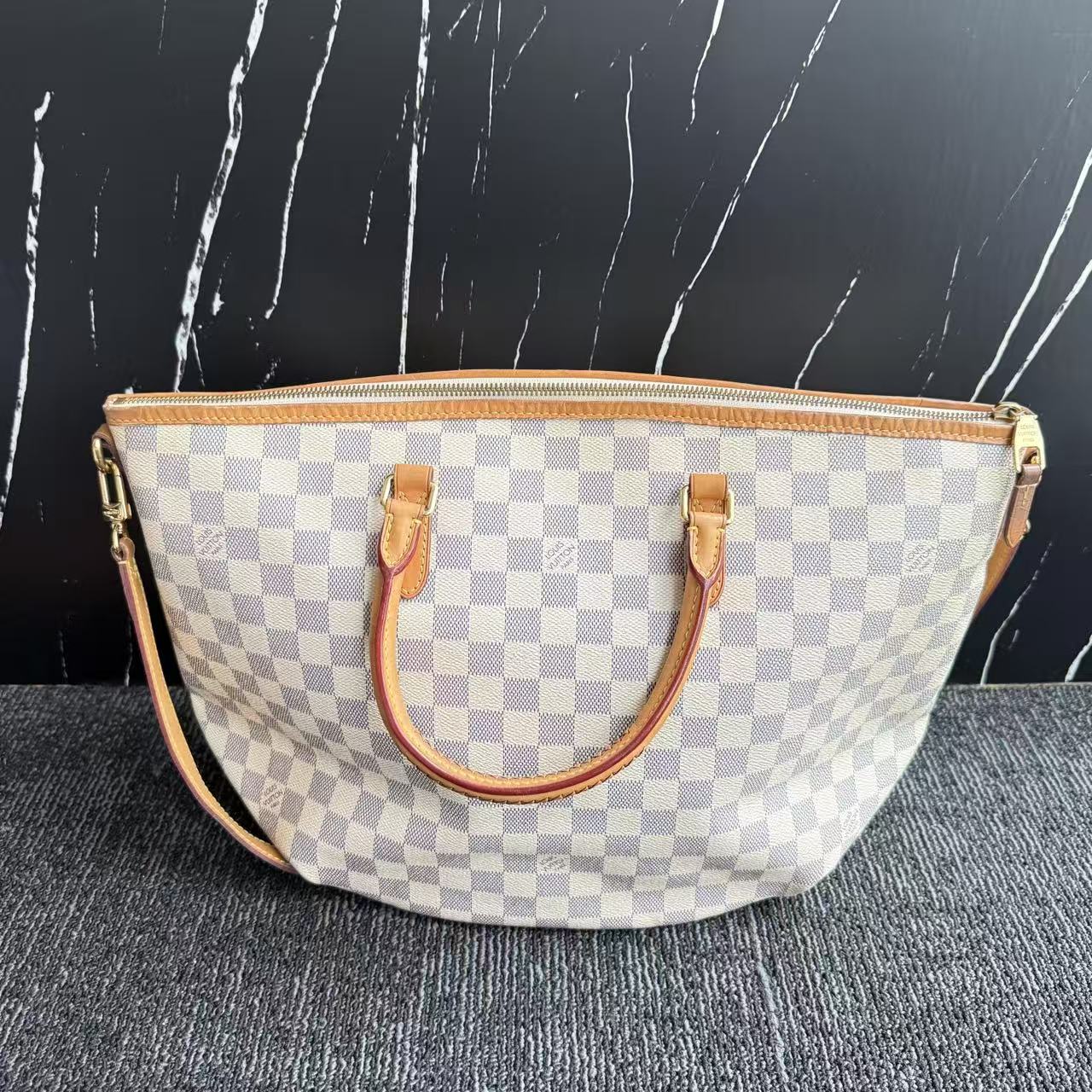 【#467】Pre-owned Louis Vuitton Riviera MM Tote White Damier Canvas Tote Bag BJ1101404045 