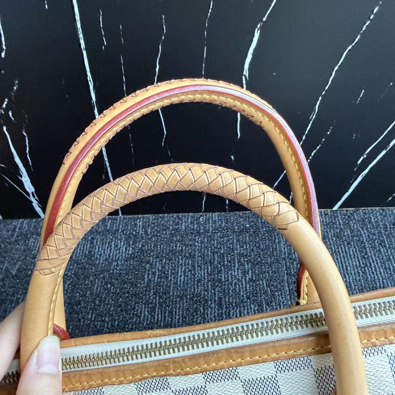 【#467】Pre-owned Louis Vuitton Riviera MM Tote White Damier Canvas Tote Bag BJ1101404045 