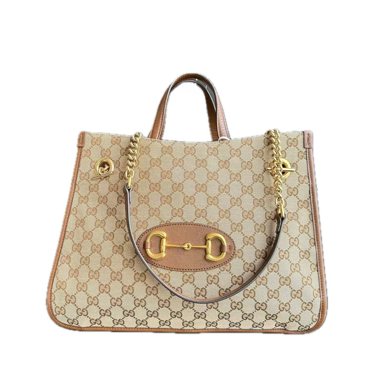 【#480】Pre-owned GUCCI 1955 Horsebit Medium size  Canvas Tote Bags BJ1102104055 