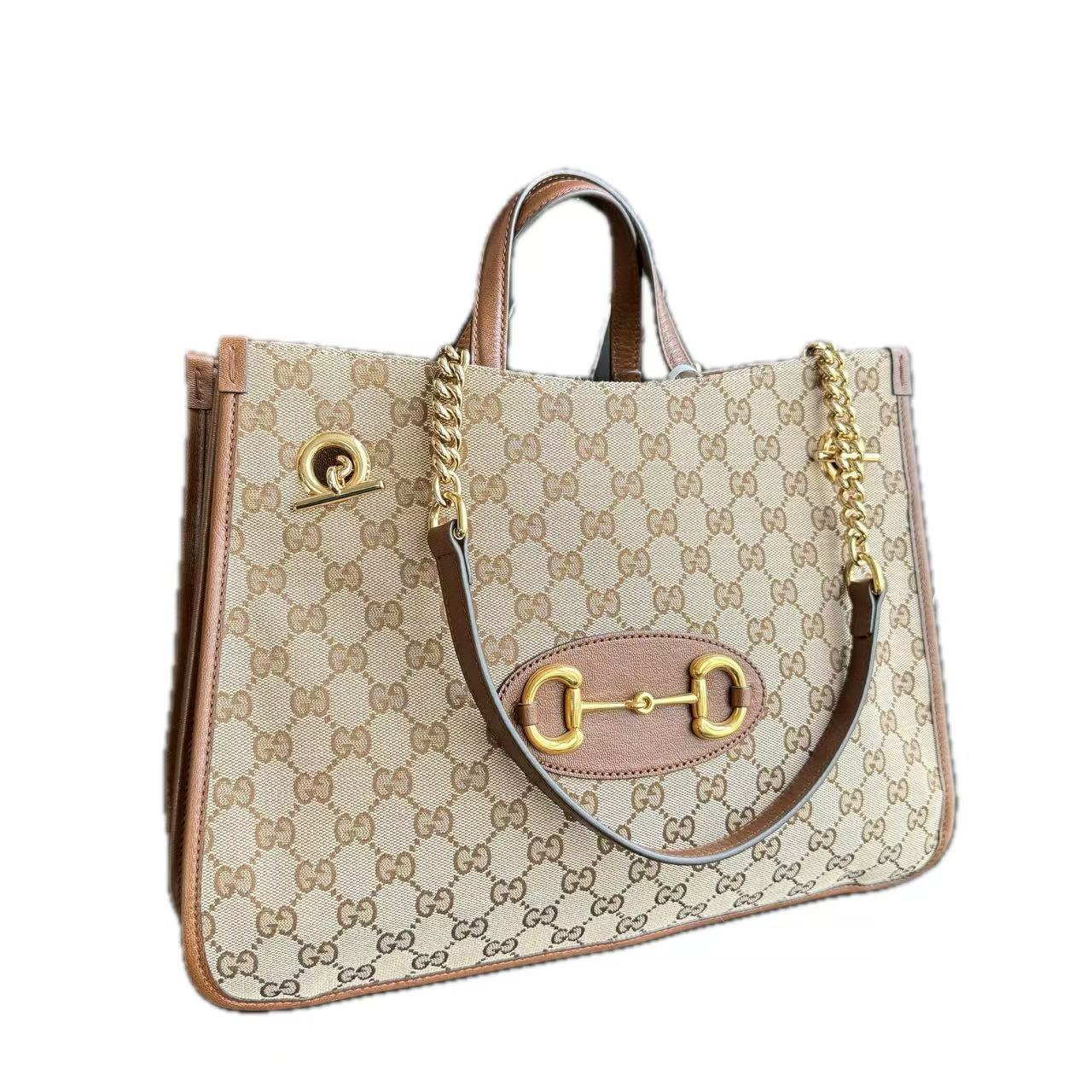 【#480】Pre-owned GUCCI 1955 Horsebit Medium size  Canvas Tote Bags BJ1102104055 