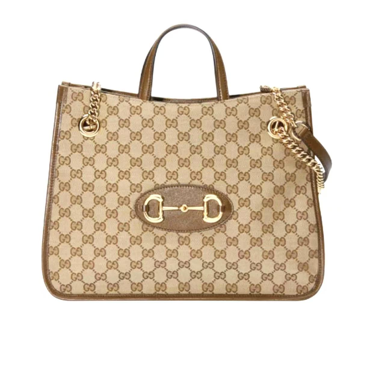 【#480】Pre-owned GUCCI 1955 Horsebit Medium size  Canvas Tote Bags BJ1102104055 