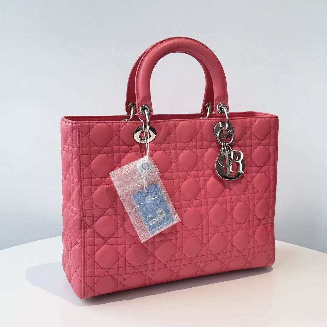 【#507】Pre-owned Lady Dior Pink Large Size Lambskin Tote Bags BJ1101204068 