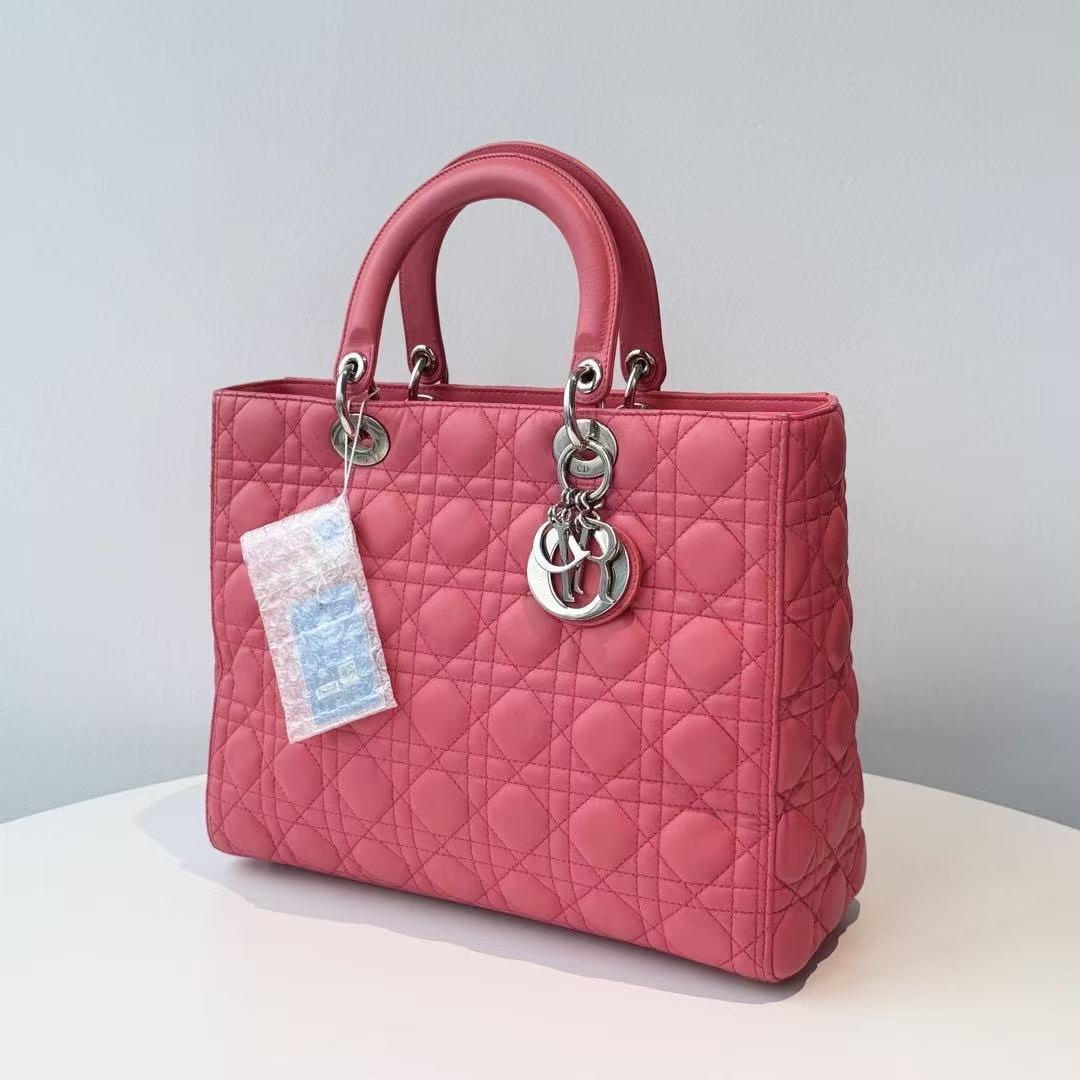 【#507】Pre-owned Lady Dior Pink Large Size Lambskin Tote Bags BJ1101204068 