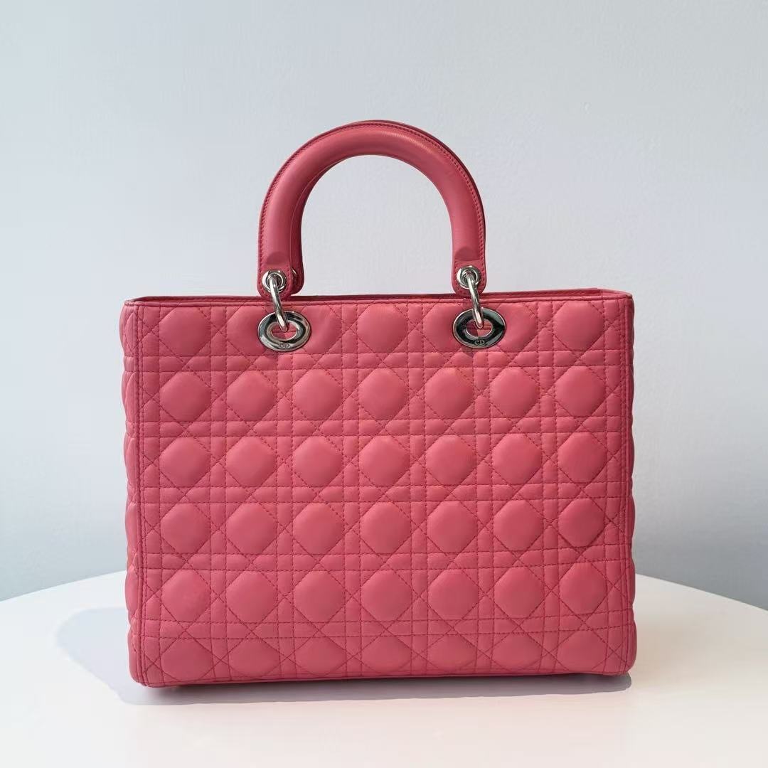 【#507】Pre-owned Lady Dior Pink Large Size Lambskin Tote Bags BJ1101204068 