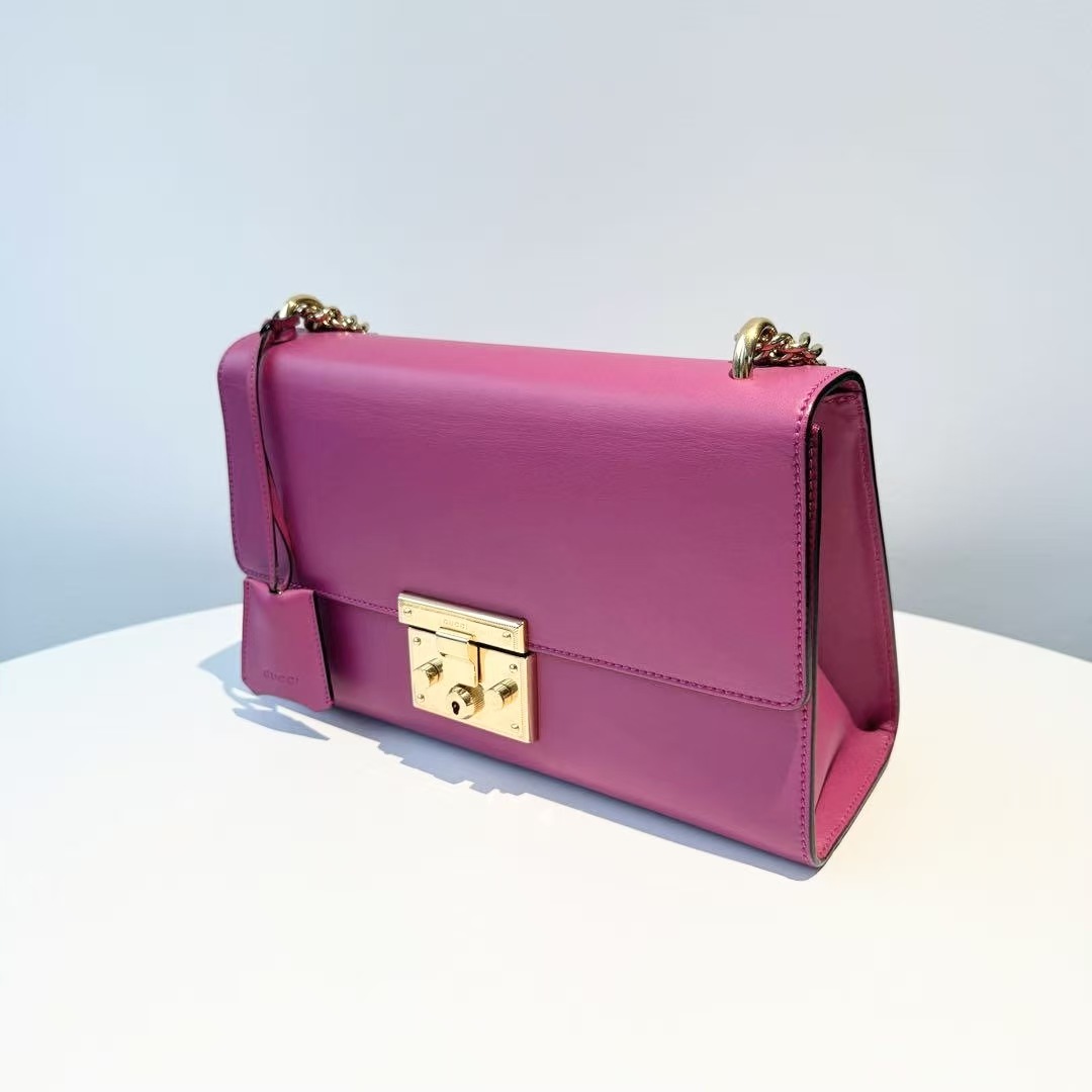 【#455】Pre-owned Gucci PadlockPink Medium Size Calfskin Shoulder Bags BJ110990403 
