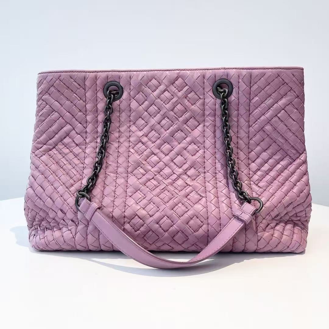 【#466】Pre-owned Bottega Veneta Intrecciato Woven Tote Lambskin Tote Bag BJ110990404 