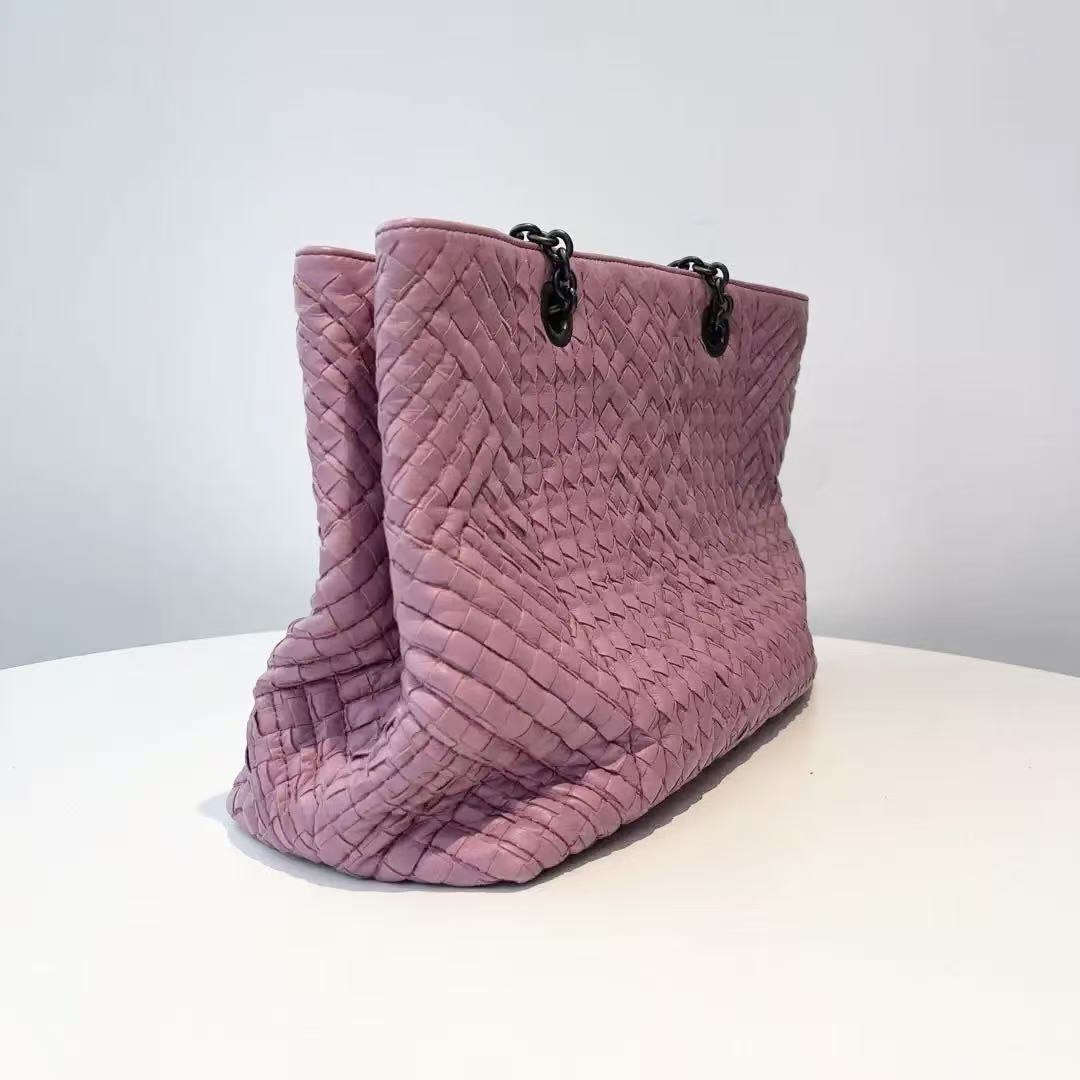 【#466】Pre-owned Bottega Veneta Intrecciato Woven Tote Lambskin Tote Bag BJ110990404 
