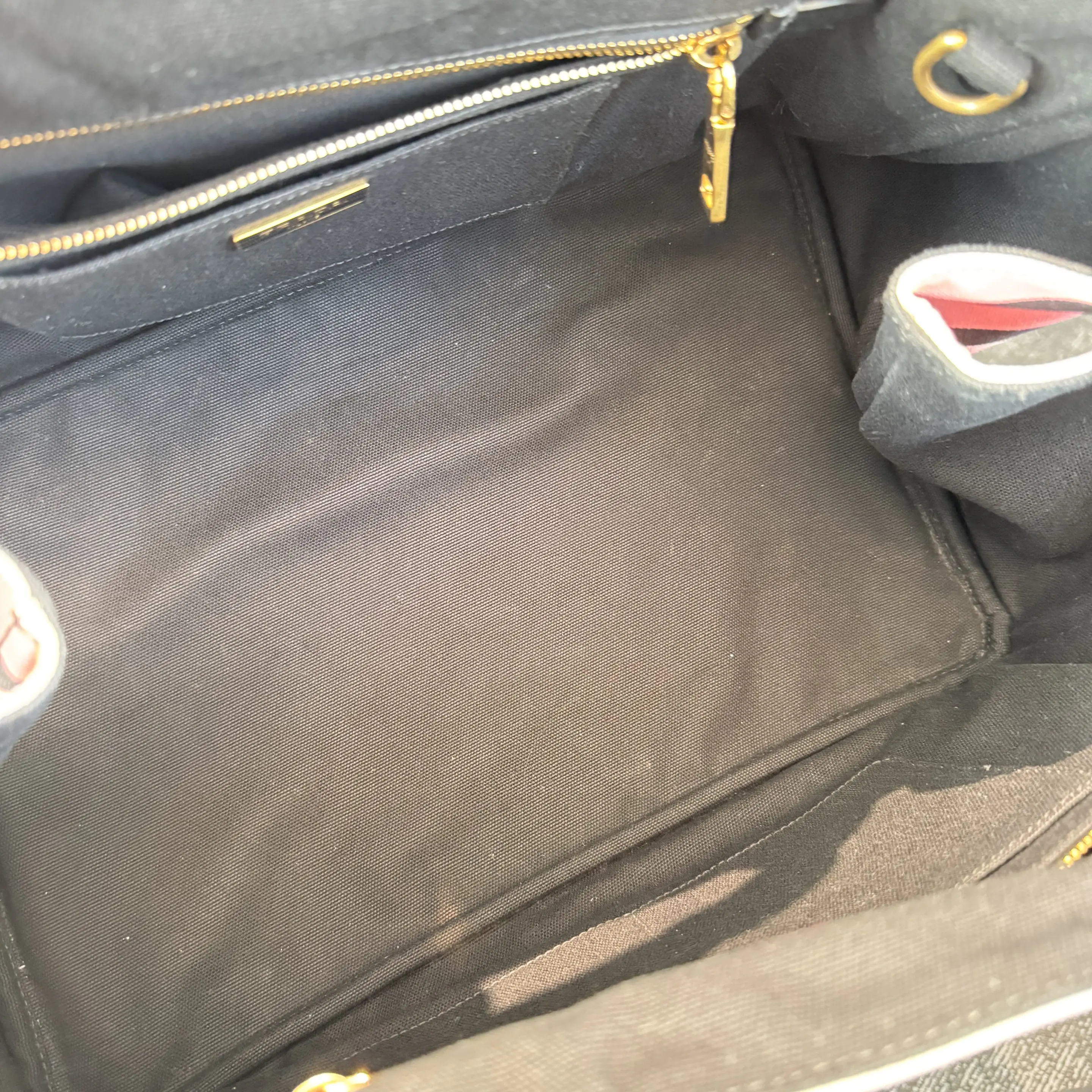 【#450】Pre-owned PRADA Striped Beach Pink&Black Canvas Tote Bags BJ1109904027 