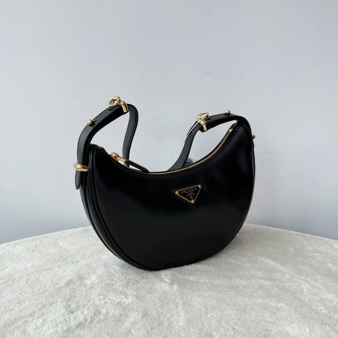 【#522】Pre-owned PRADA Black Arque Calfskin&Lambskin Shoulder Bag BJ1109904085 