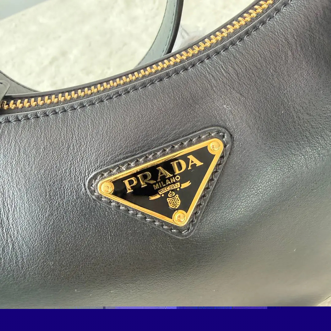 【#522】Pre-owned PRADA Black Arque Calfskin&Lambskin Shoulder Bag BJ1109904085 