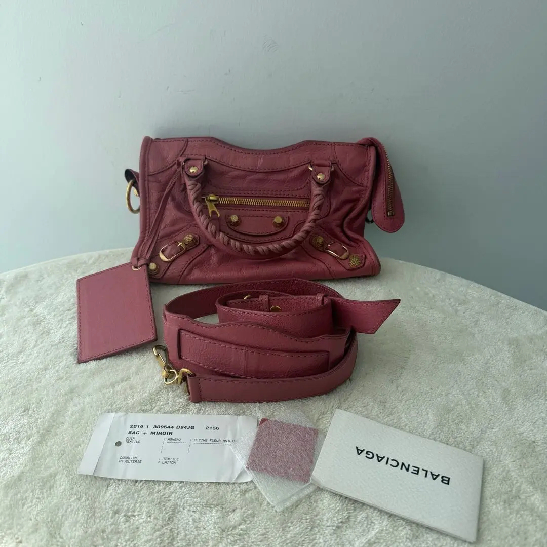 【#472】Pre-owned Balenciaga City Dusty Rose Pink Tote ShoulderBag Oil Wax Leather(Calfskin))  BJ1109904045 