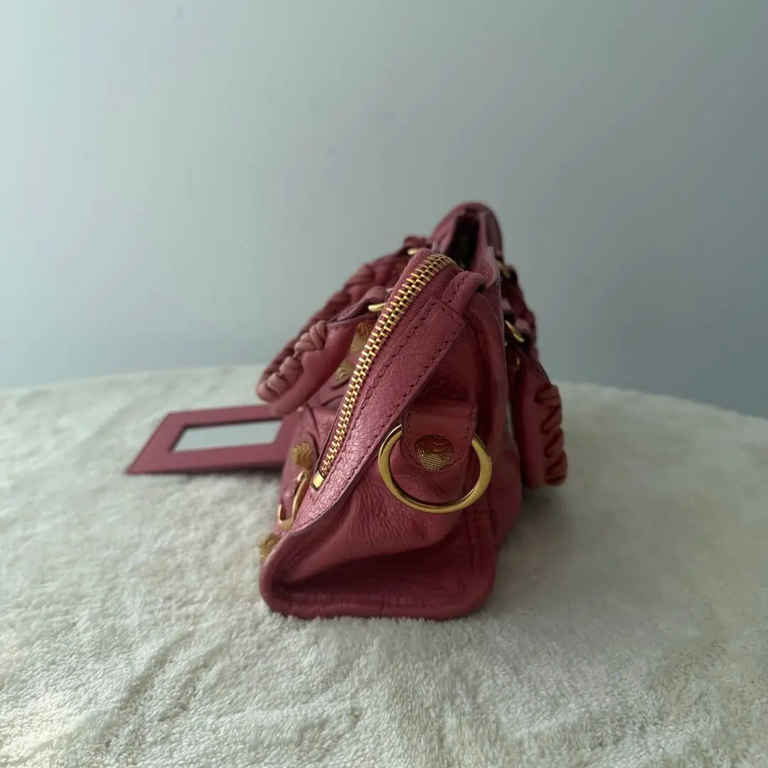 【#472】Pre-owned Balenciaga City Dusty Rose Pink Tote ShoulderBag Oil Wax Leather(Calfskin))  BJ1109904045 