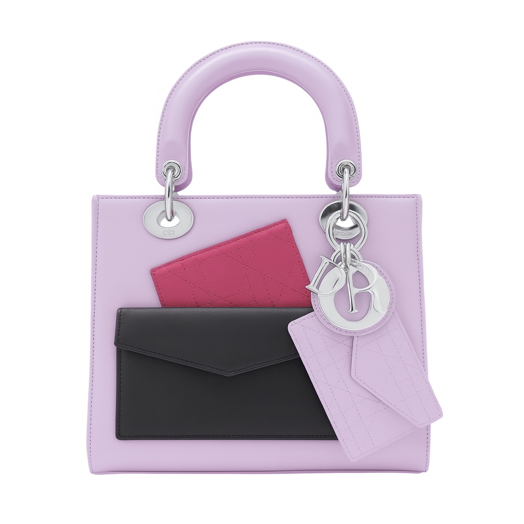 【#516】Pre-owned Dior Lady Dior Pink Medium Size Calfskin Shoulder Bags BJ1101404075