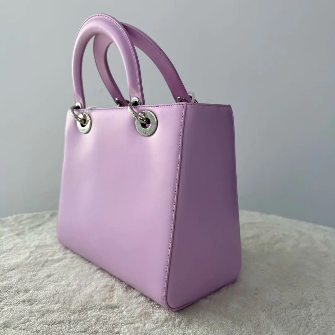 【#516】Pre-owned Dior Lady Dior Pink Medium Size Calfskin Shoulder Bags BJ1101404075