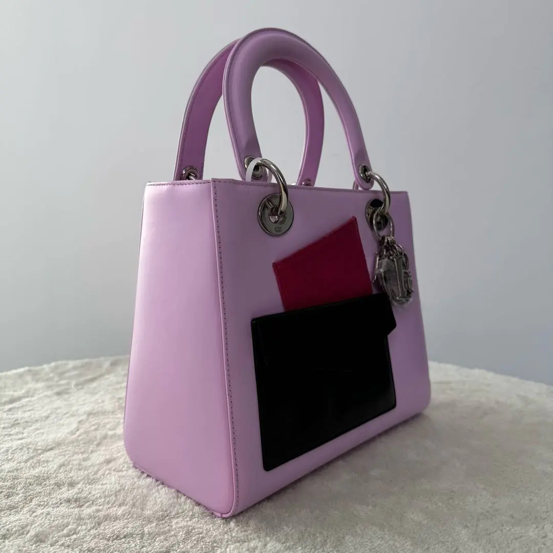 【#516】Pre-owned Dior Lady Dior Pink Medium Size Calfskin Shoulder Bags BJ1101404075