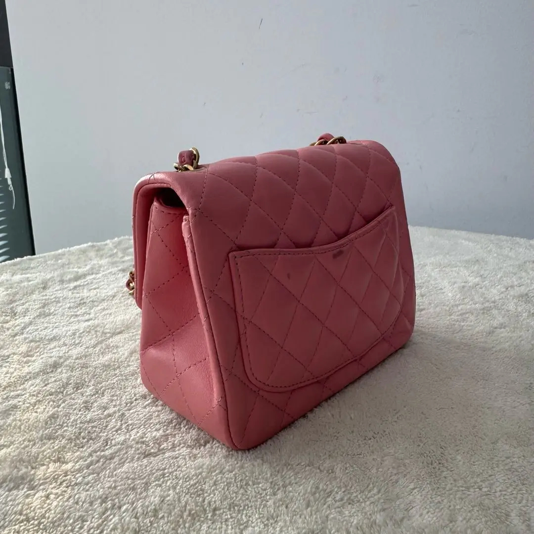 【#556】Pre-owned CHANEL Classic Flap Mini Pink Lambskin Shoulder Bag BJ11018&19050148 
