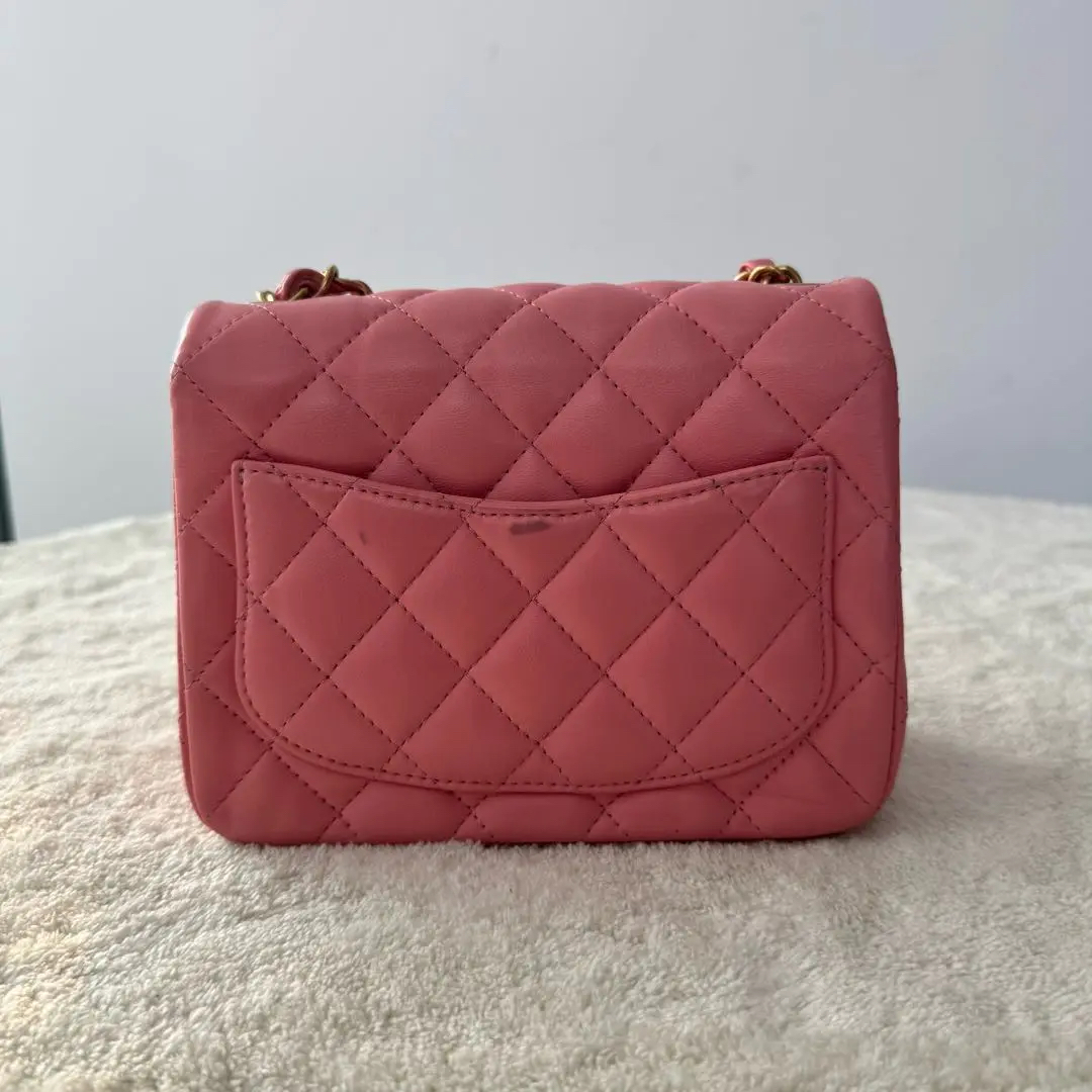 【#556】Pre-owned CHANEL Classic Flap Mini Pink Lambskin Shoulder Bag BJ11018&19050148 