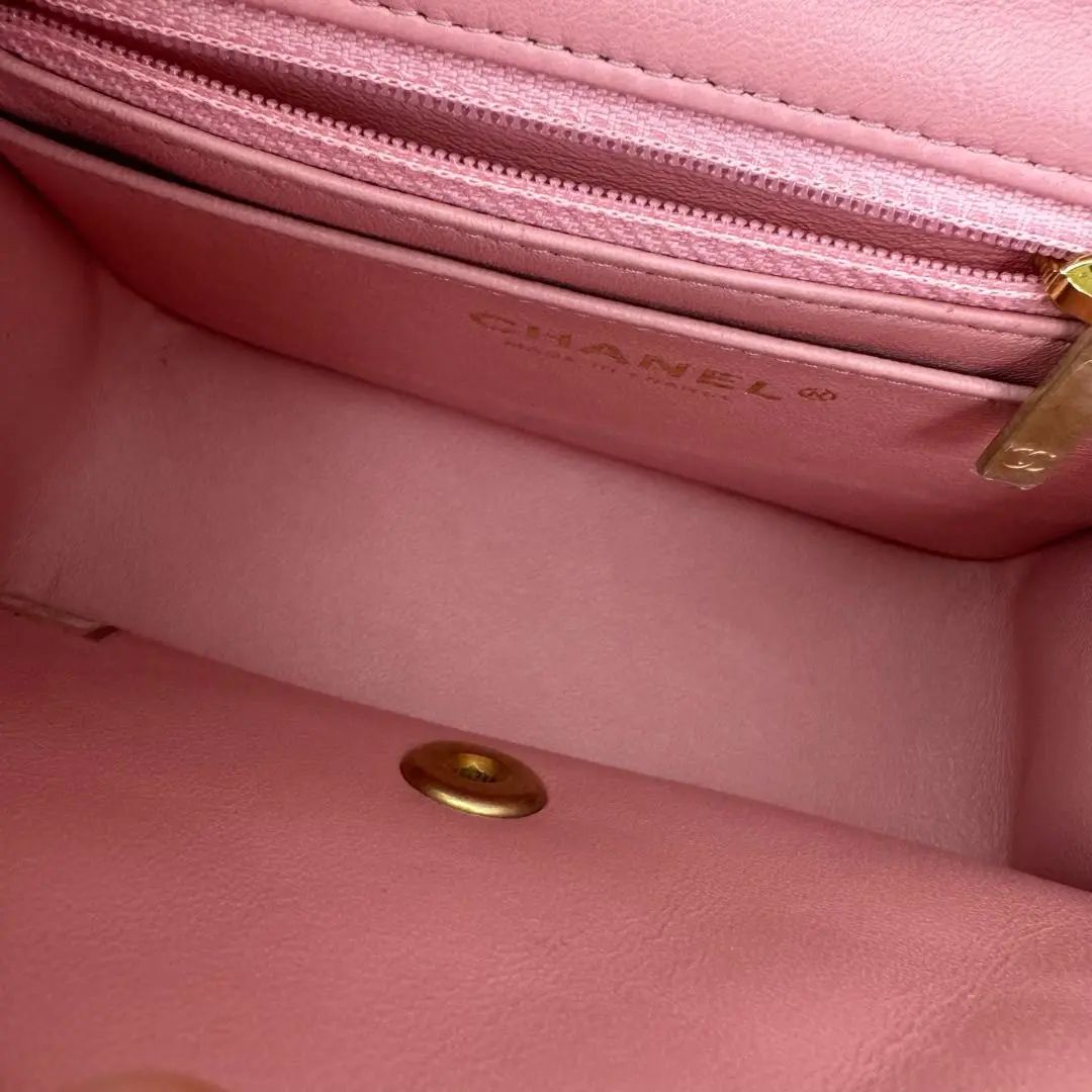 【#556】Pre-owned CHANEL Classic Flap Mini Pink Lambskin Shoulder Bag BJ11018&19050148 