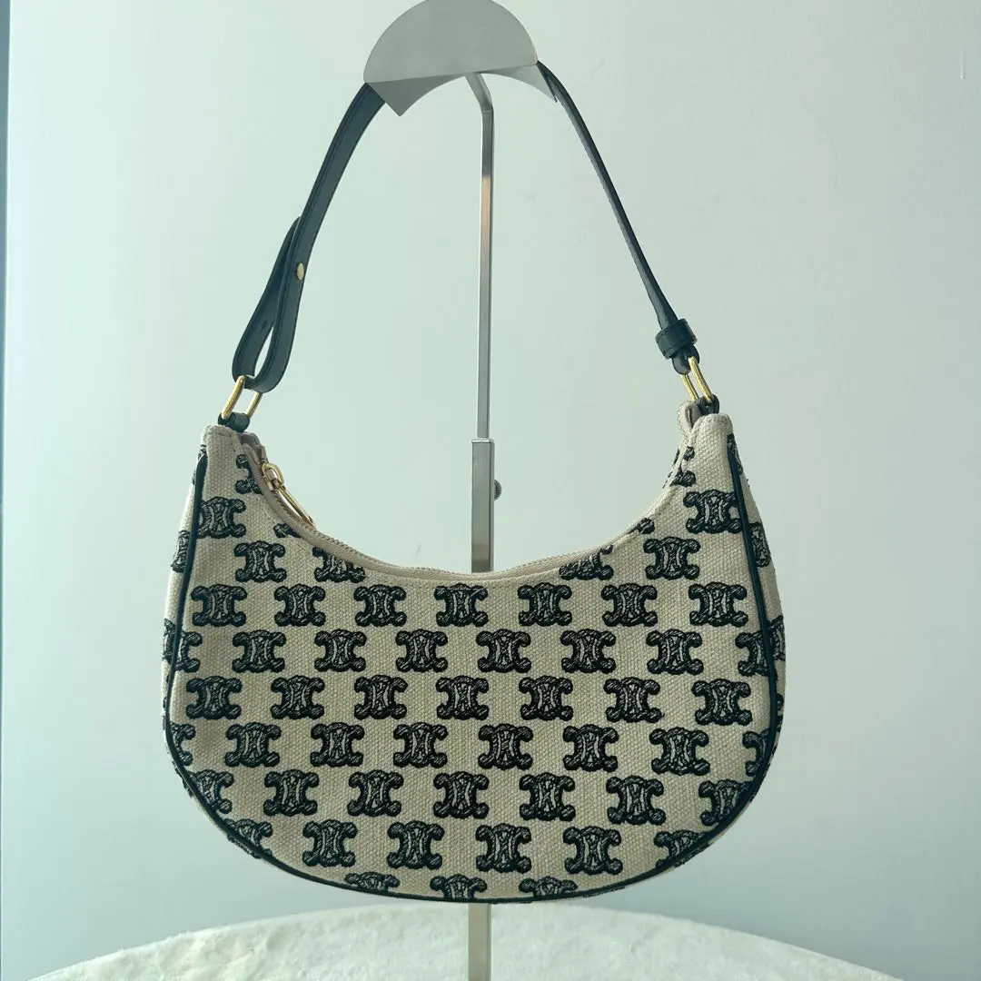 【#474】Pre-owned Celine AVA Triomephe Triomephy Canvas Hobo Denim Shoulder Bag BJ110210405 