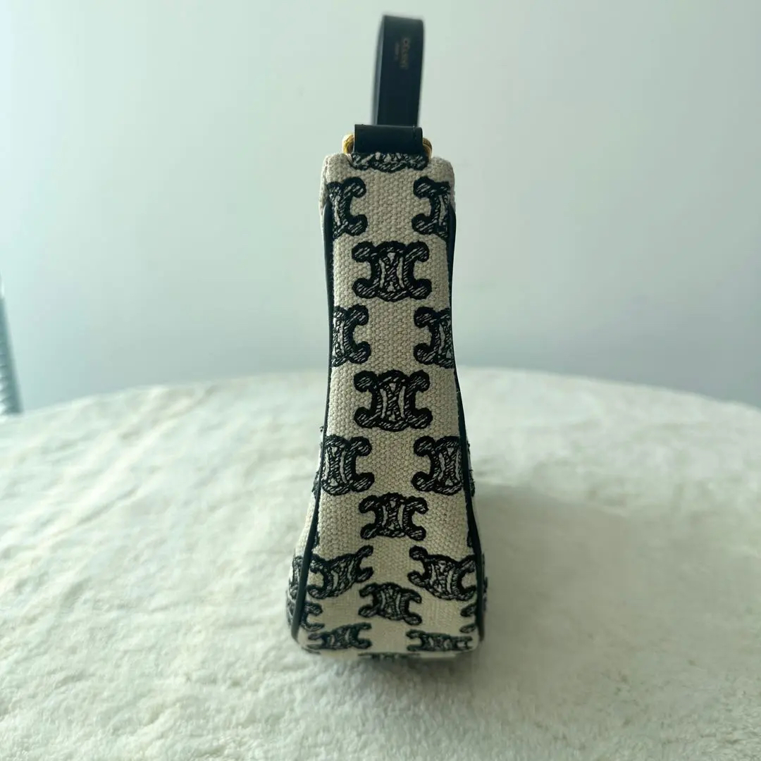 【#474】Pre-owned Celine AVA Triomephe Triomephy Canvas Hobo Denim Shoulder Bag BJ110210405 