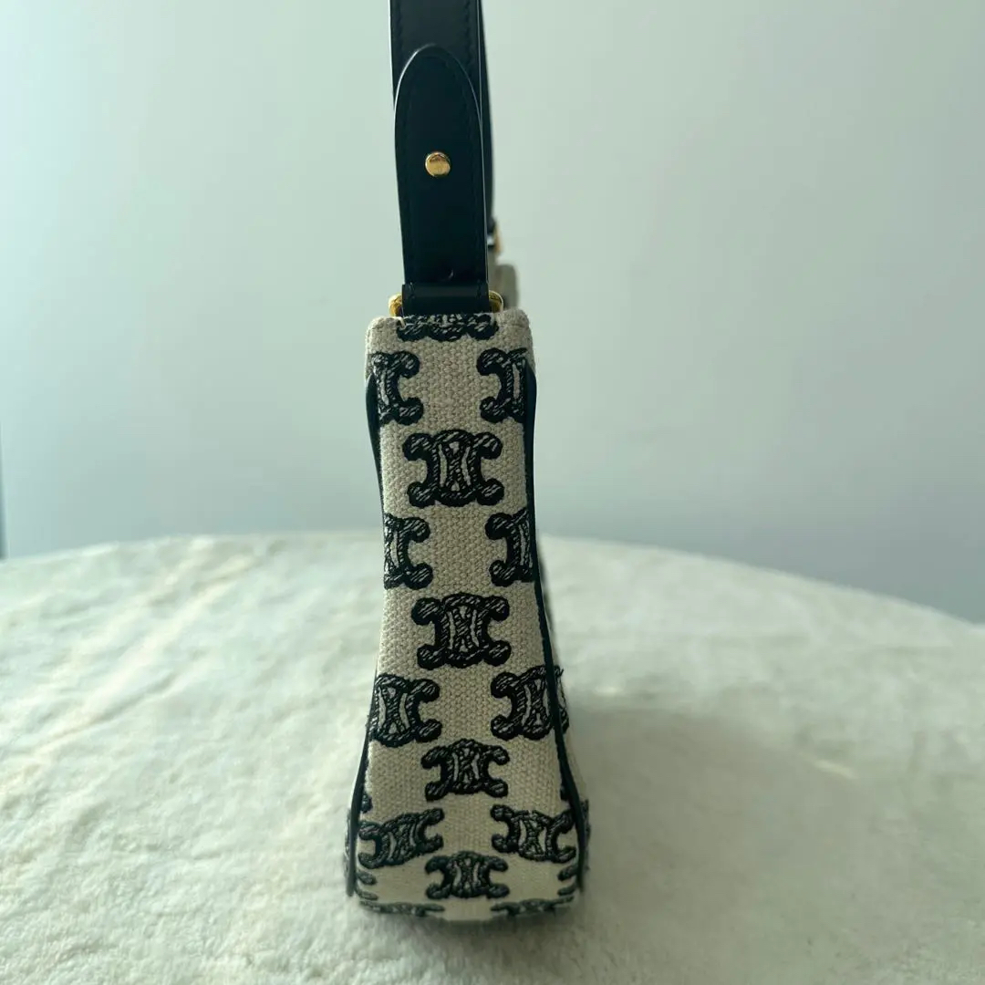 【#474】Pre-owned Celine AVA Triomephe Triomephy Canvas Hobo Denim Shoulder Bag BJ110210405 