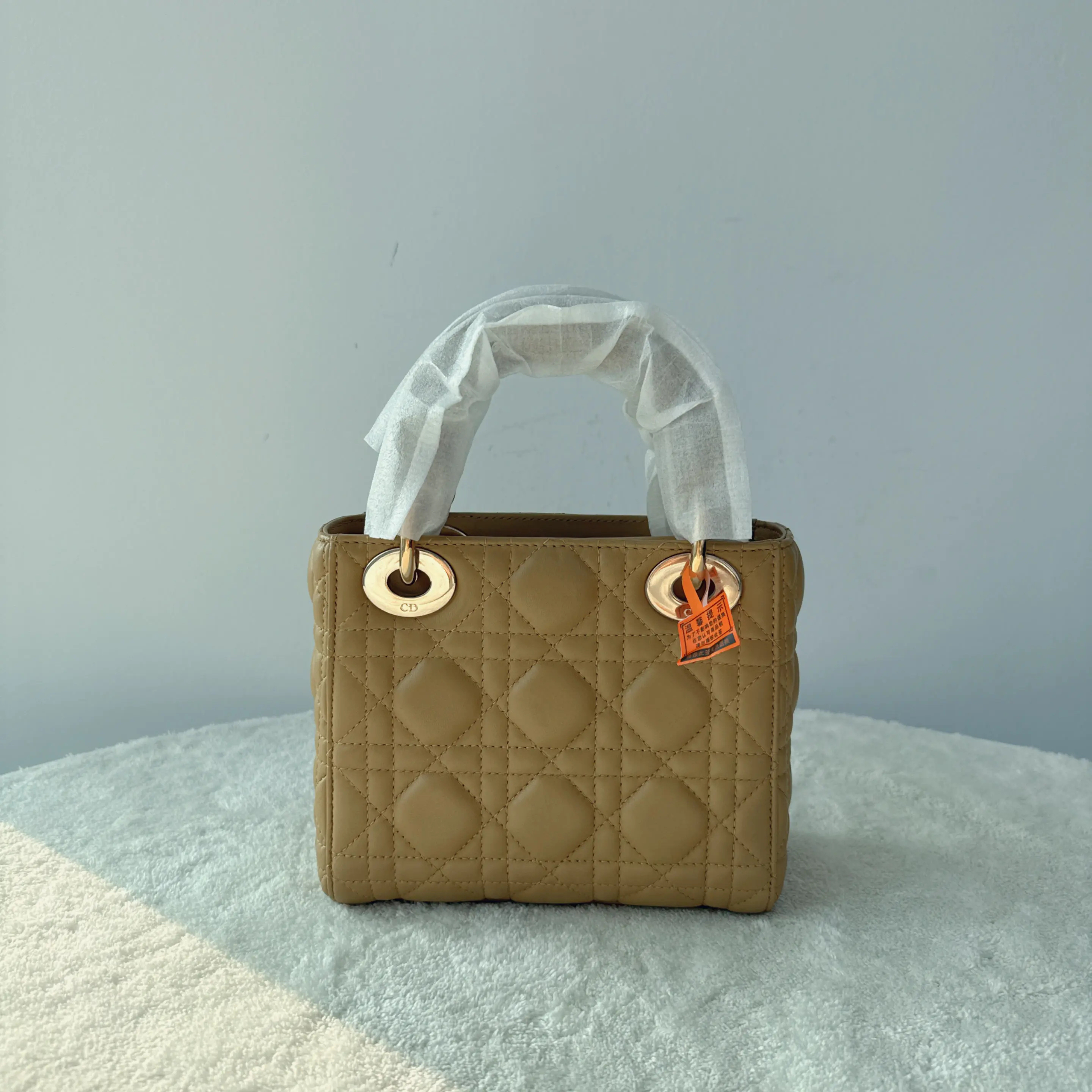 【#550】Pre-owned DlOR Lady Dior Mini Yellow Lambskin Shoulder Bag BJ11019050135 